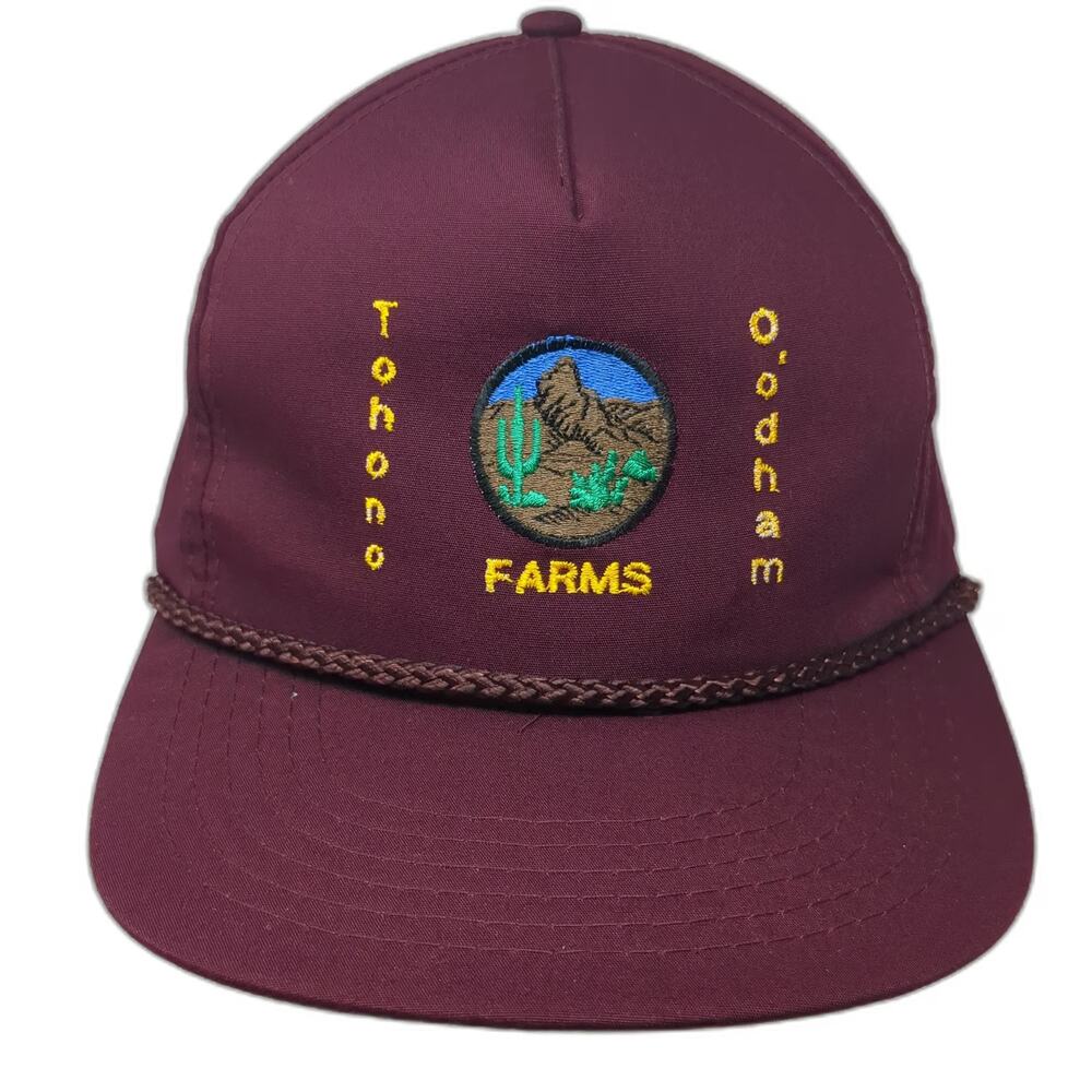 Speedway 5 Panel Red One Size Rope Snapback Tohono O'odham Farms Agriculture Hat